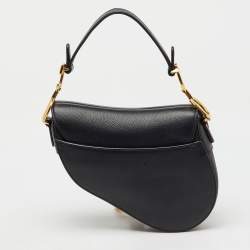 Dior Black Leather Mini Saddle Bag