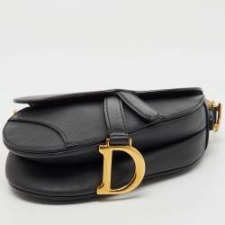 Dior Black Leather Mini Saddle Bag