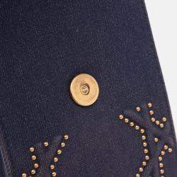 Dior Grey Studded Denim Vertical Diorama Crossbody