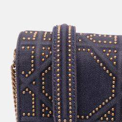 Dior Grey Studded Denim Vertical Diorama Crossbody
