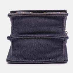 Dior Grey Studded Denim Vertical Diorama Crossbody