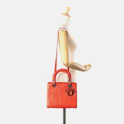 Dior Orange Medium Ultra Matte Calfskin Cannage Embossed Lady Dior