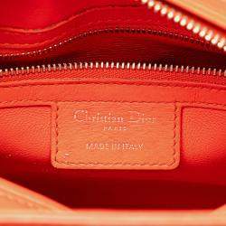 Dior Orange Medium Ultra Matte Calfskin Cannage Embossed Lady Dior