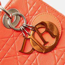 Dior Orange Medium Ultra Matte Calfskin Cannage Embossed Lady Dior