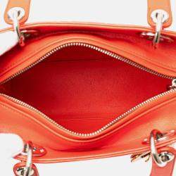 Dior Orange Medium Ultra Matte Calfskin Cannage Embossed Lady Dior