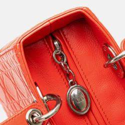Dior Orange Medium Ultra Matte Calfskin Cannage Embossed Lady Dior