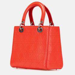 Dior Orange Medium Ultra Matte Calfskin Cannage Embossed Lady Dior