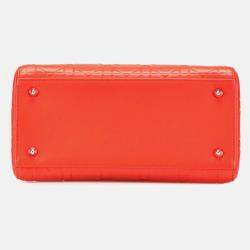 Dior Orange Medium Ultra Matte Calfskin Cannage Embossed Lady Dior