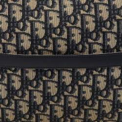 Dior Navy Blue/Beige Oblique Canvas and Leather DiorTravel Kit Pouch