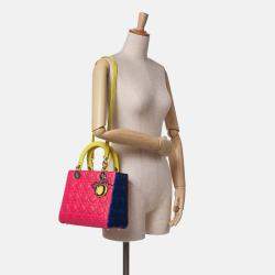 Dior Medium Cannage Lady Dior Pink Tricolor Lambskin Bag