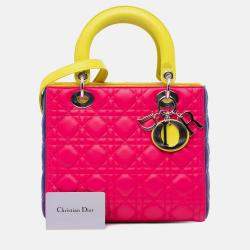 Dior Medium Cannage Lady Dior Pink Tricolor Lambskin Bag