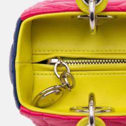 Dior Medium Cannage Lady Dior Pink Tricolor Lambskin Bag