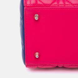 Dior Medium Cannage Lady Dior Pink Tricolor Lambskin Bag