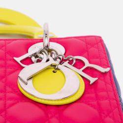 Dior Medium Cannage Lady Dior Pink Tricolor Lambskin Bag