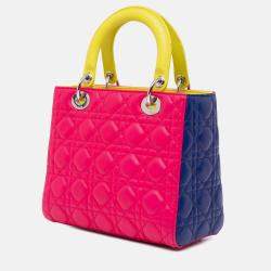 Dior Medium Cannage Lady Dior Pink Tricolor Lambskin Bag