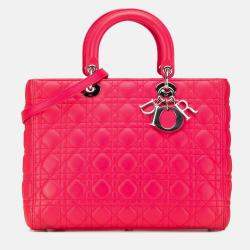 Dior Pink Large Lambskin Cannage Lady Dior