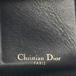 Pre Owned Dior Navy Blue Oblique Canvas Saddle Lotus Wallet