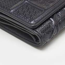 Dior Blue Patent Leather Diorama Trifold Compact Wallet