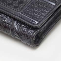 Dior Blue Patent Leather Diorama Trifold Compact Wallet