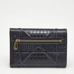 Dior Blue Patent Leather Diorama Trifold Compact Wallet
