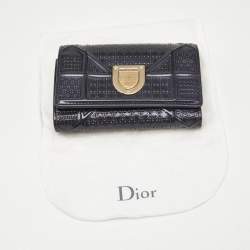 Dior Blue Patent Leather Diorama Trifold Compact Wallet