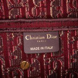 Dior Burgundy Oblique Embroidered Velvet Saddle Bag