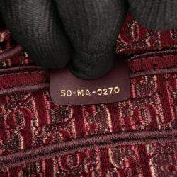 Dior Burgundy Oblique Embroidered Velvet Saddle Bag