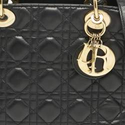Dior Black Cannage Leather Medium Lady Dior Tote