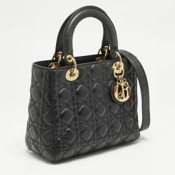Dior Black Cannage Leather Medium Lady Dior Tote