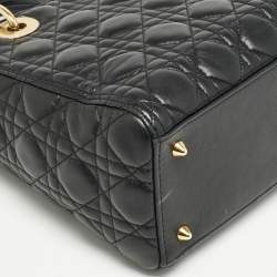 Dior Black Cannage Leather Medium Lady Dior Tote
