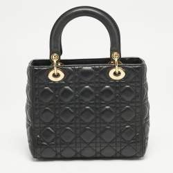 Dior Black Cannage Leather Medium Lady Dior Tote