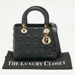 Dior Black Cannage Leather Medium Lady Dior Tote