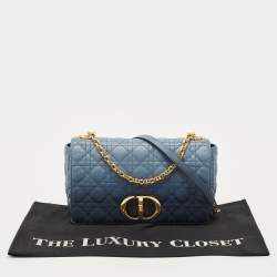 Dior Ombre Blue Cannage Leather Large Caro Shoulder Bag