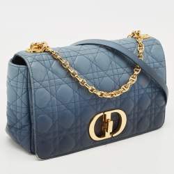 Dior Ombre Blue Cannage Leather Large Caro Shoulder Bag