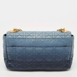 Dior Ombre Blue Cannage Leather Large Caro Shoulder Bag