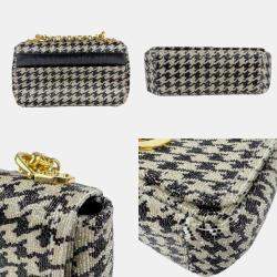 Dior Caro Beads Beige Black Shoulder Bag