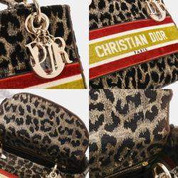 Christian Dior Lady D-Lite Medium Leopard Velvet Bag 
