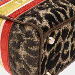 Christian Dior Lady D-Lite Medium Leopard Velvet Bag 
