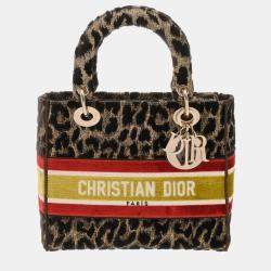 Christian Dior Lady D-Lite Medium Leopard Velvet Bag 
