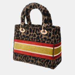 Christian Dior Lady D-Lite Medium Leopard Velvet Bag 
