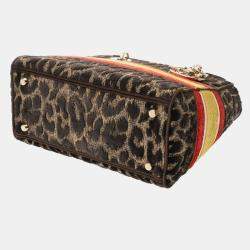 Christian Dior Lady D-Lite Medium Leopard Velvet Bag 
