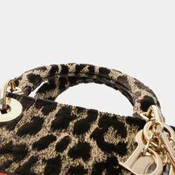 Christian Dior Lady D-Lite Medium Leopard Velvet Bag 
