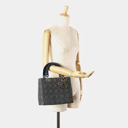 Dior Navy Blue Medium Denim Cannage Lady Dior