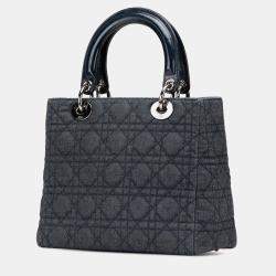 Dior Navy Blue Medium Denim Cannage Lady Dior