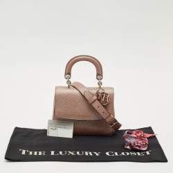 Dior Metallic Beige Leather Mini Be Dior Top Handle Bag