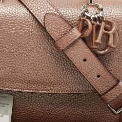Dior Metallic Beige Leather Mini Be Dior Top Handle Bag