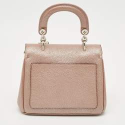 Dior Metallic Beige Leather Mini Be Dior Top Handle Bag