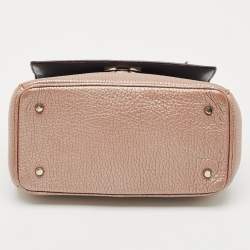 Dior Metallic Beige Leather Mini Be Dior Top Handle Bag