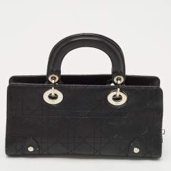 Dior Black Cannage Leather Lady Dior East West Satchel