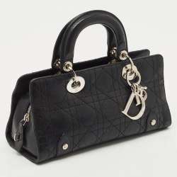 Dior Black Cannage Leather Lady Dior East West Satchel